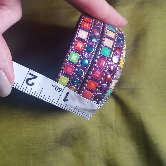 Vintage Trinket jewellery ring Box Bedazzled boho chic Kitsch Mardi Gras style - Picture 9 of 10